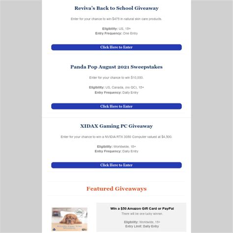 sweepstakes newsletter by postal.